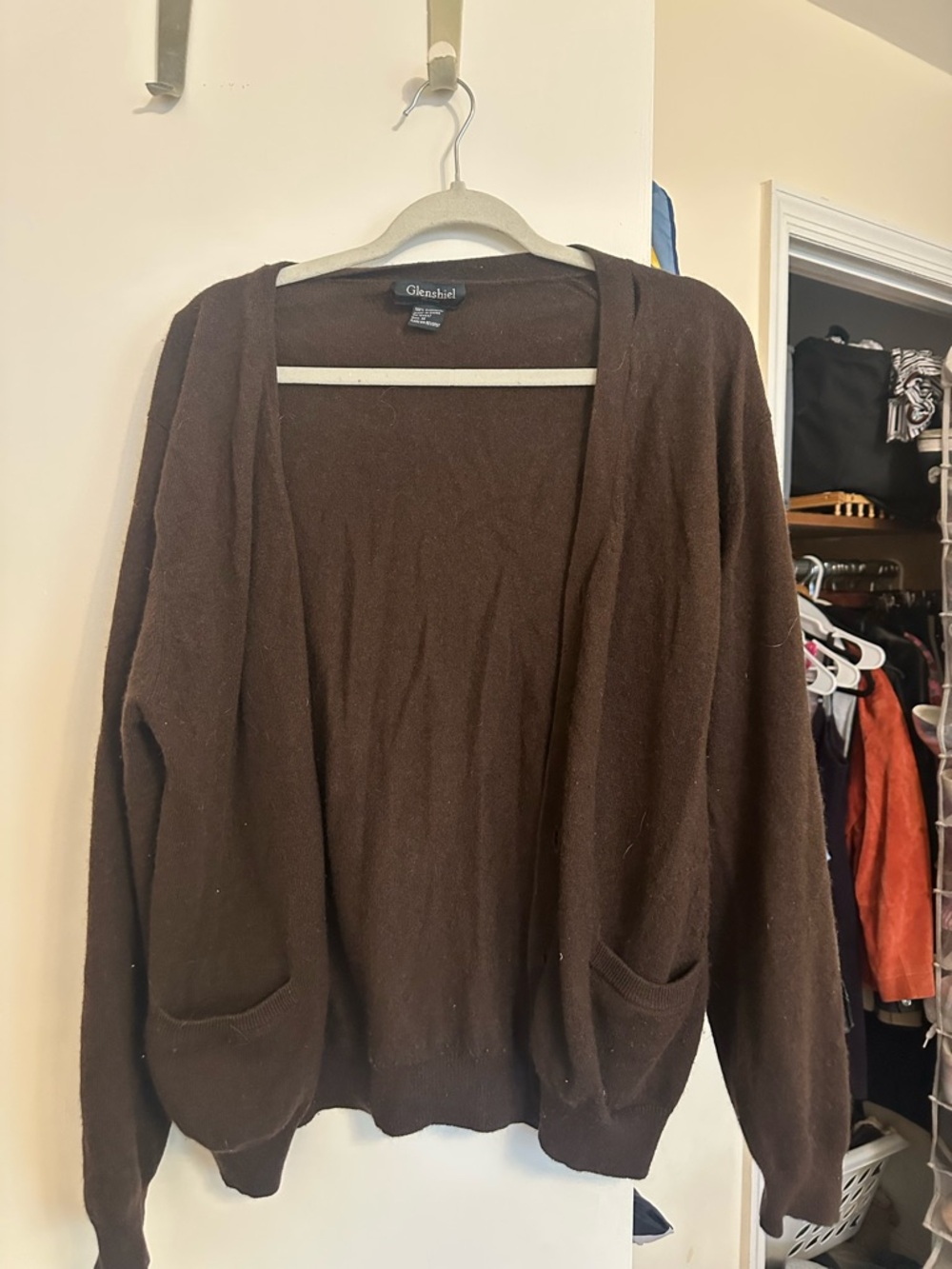 Men's Brown Open-Front Sweater Cardigan